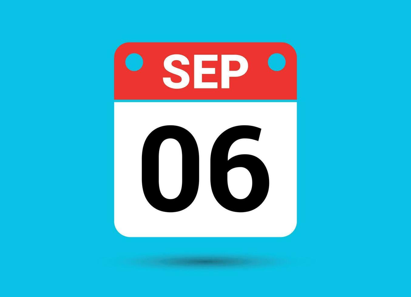 september 6 kalender datum vlak icoon dag 6 vector illustratie