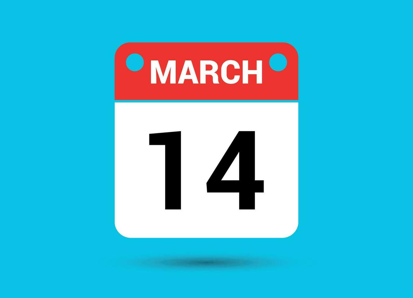 maart 14 kalender datum vlak icoon dag 14 vector illustratie