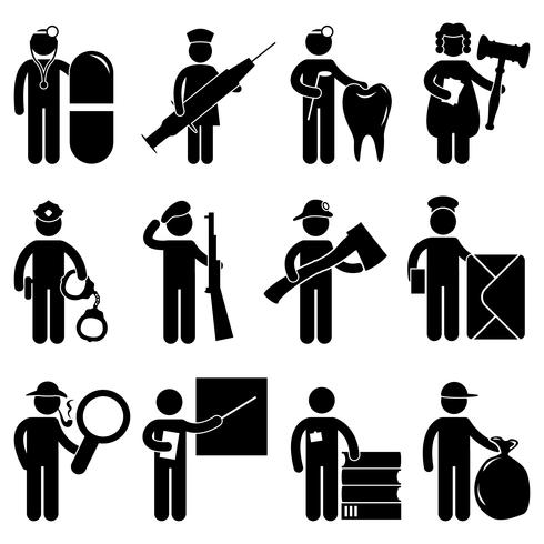 Een reeks van bouwvakkerwerk en beroep in pictogram. vector