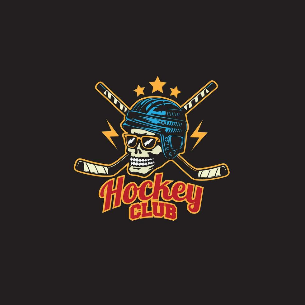 ontwerp logo wijnoogst hockey club vector illustratie