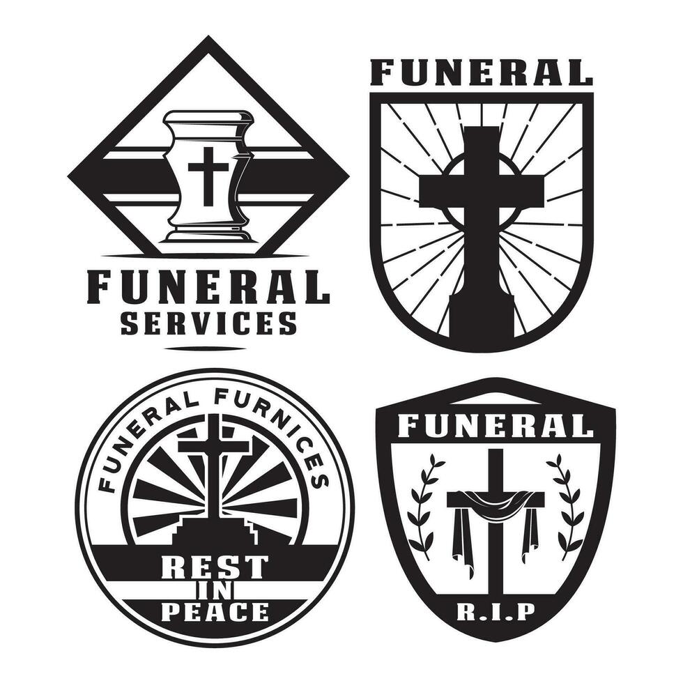 reeks van begrafenis Diensten logo sjabloon. vector