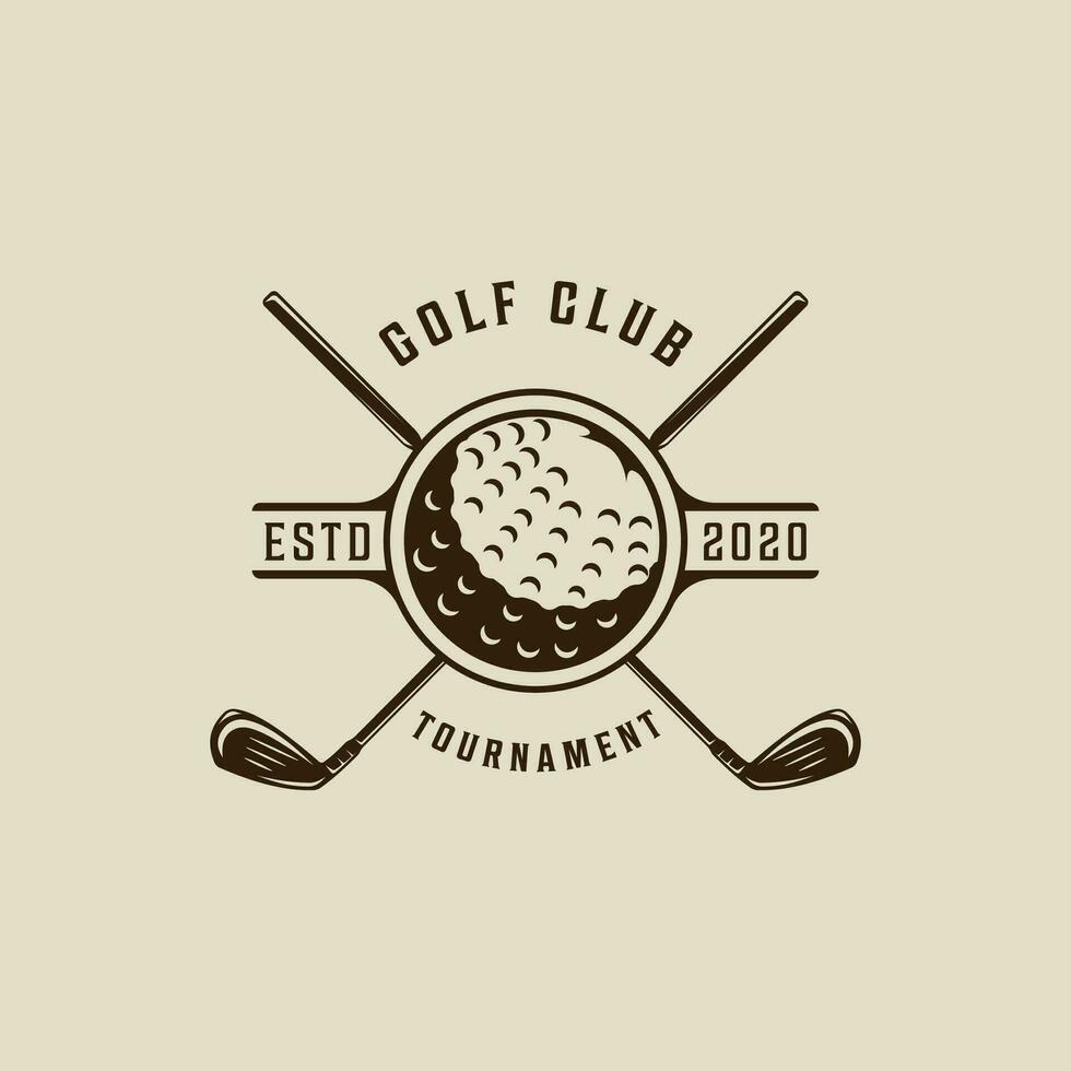 golf club logo wijnoogst vector illustratie sjabloon icoon grafisch ontwerp. bal en stok van sport teken of symbool voor toernooi of club met typografie retro stijl