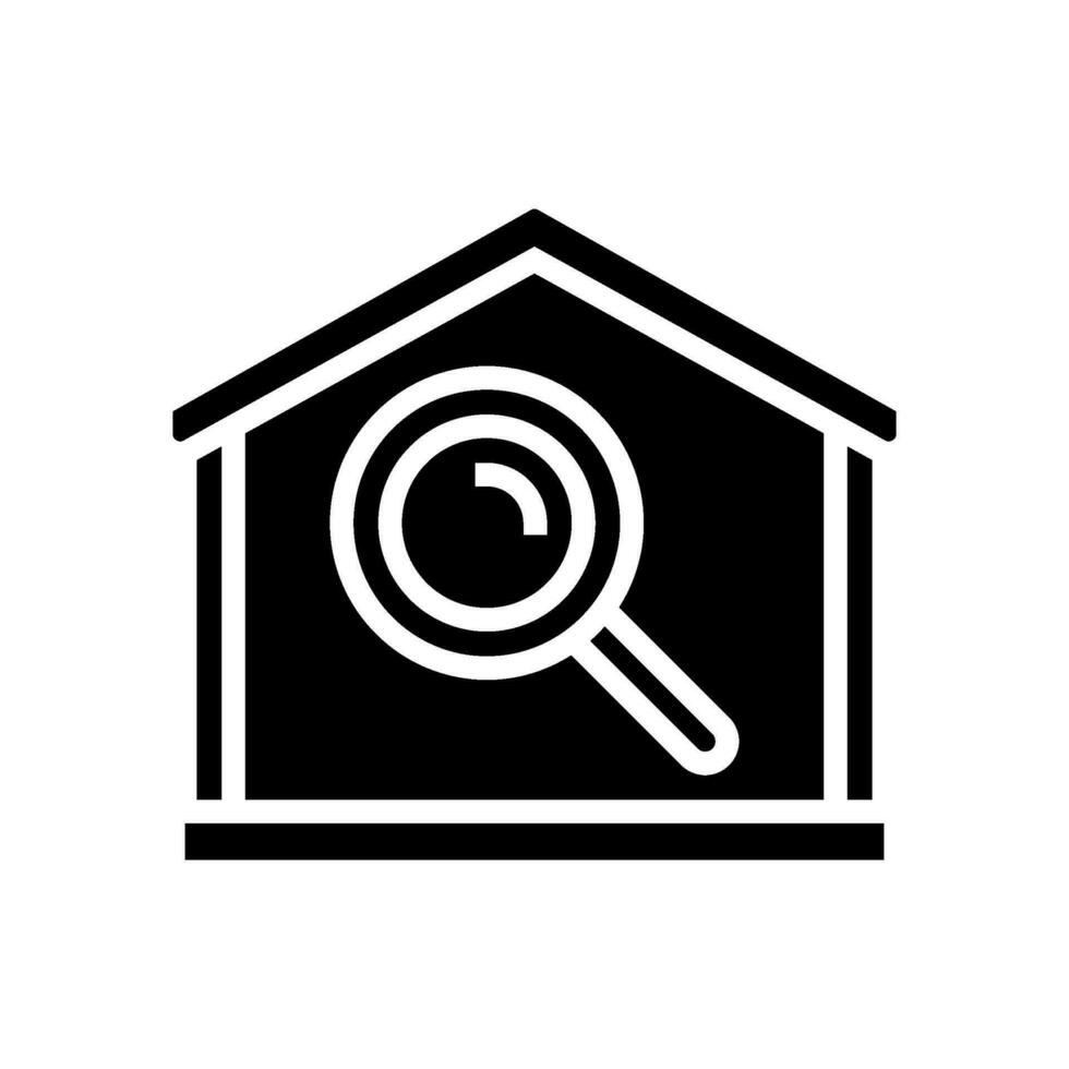 huis zoeken vergroten glas glyph icoon vector illustratie