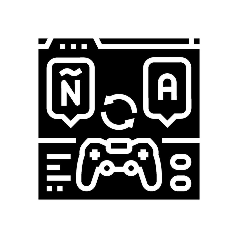 lokalisatie spel ontwikkeling glyph icoon vector illustratie