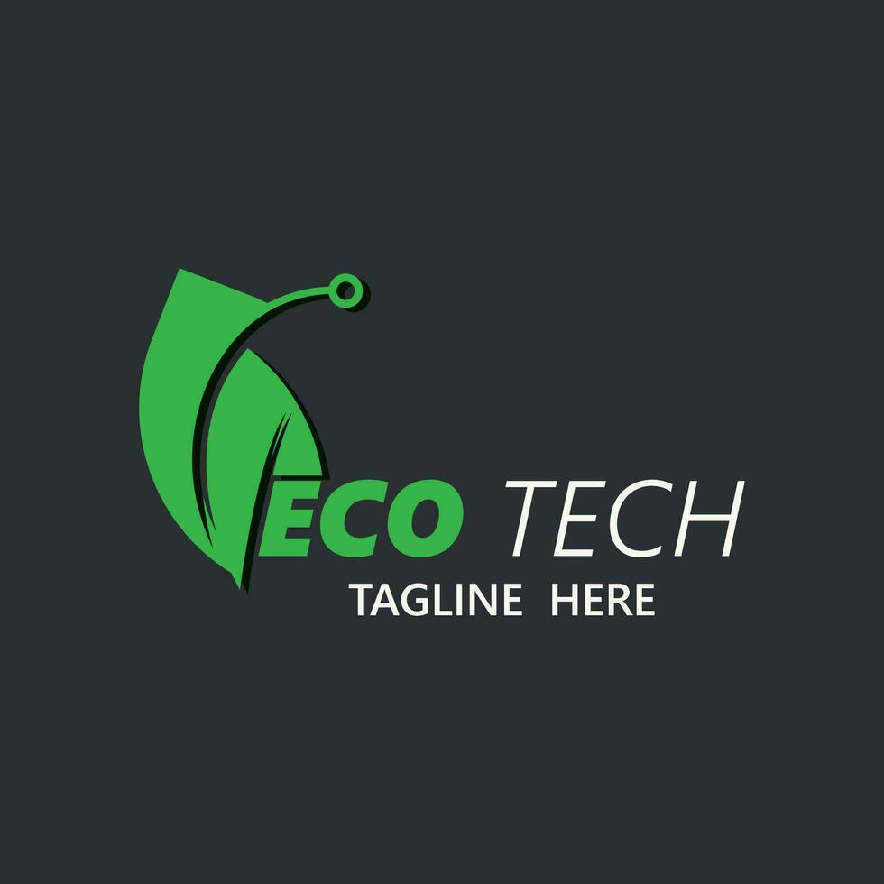 eco technologie bedrijf vector ontwerp modern. natuur technologie logo met blad en stroomkring tech minimalistische vector illustratie