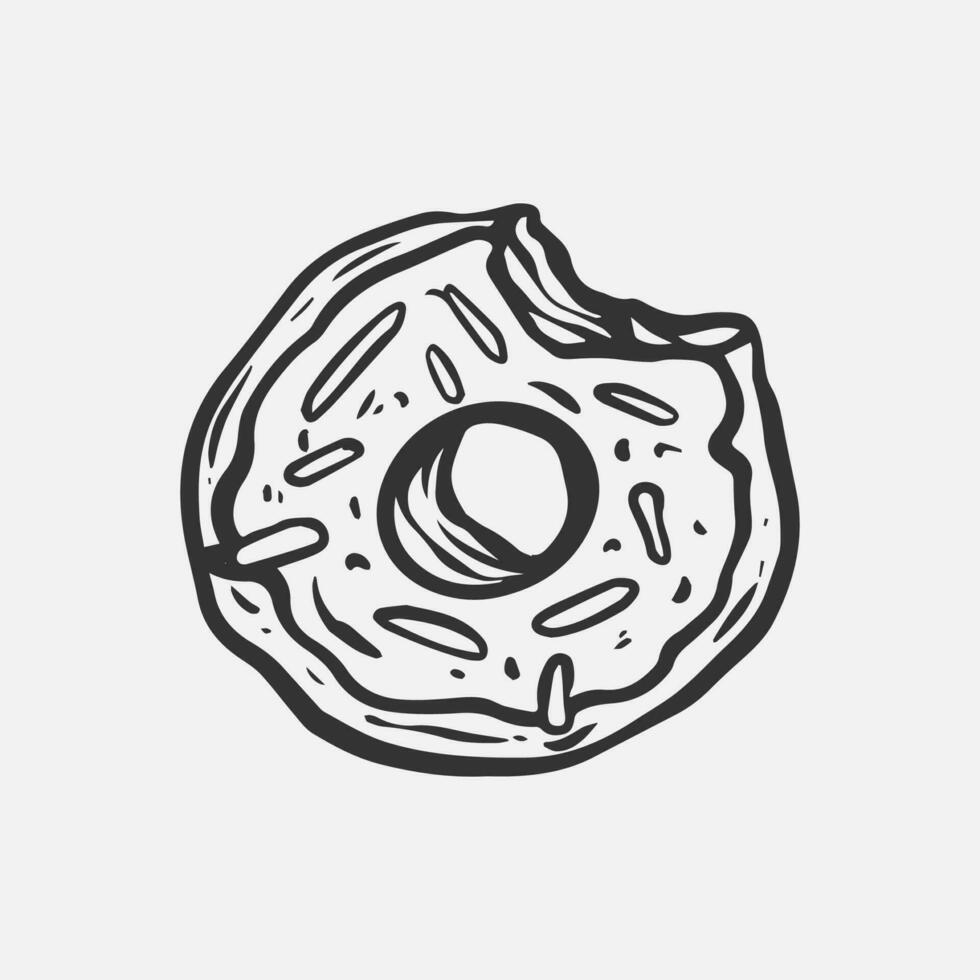 hand- getrokken donut illustratie in opvallend en koel wijnoogst y2k stijl voor logo, kleding bedrijf, en t-shirt of sticker afdrukken, achtergrond, en kleding verzameling ontwerp vector