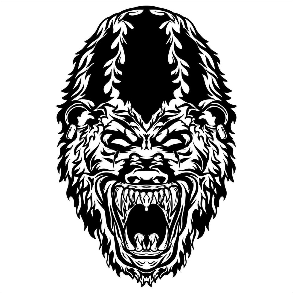 hand- getrokken boos gorilla illustratie met opvallend en koel voor logo, kleding bedrijf, en t-shirt afdrukken of sticker, achtergrond, en kleding verzameling ontwerp. vector