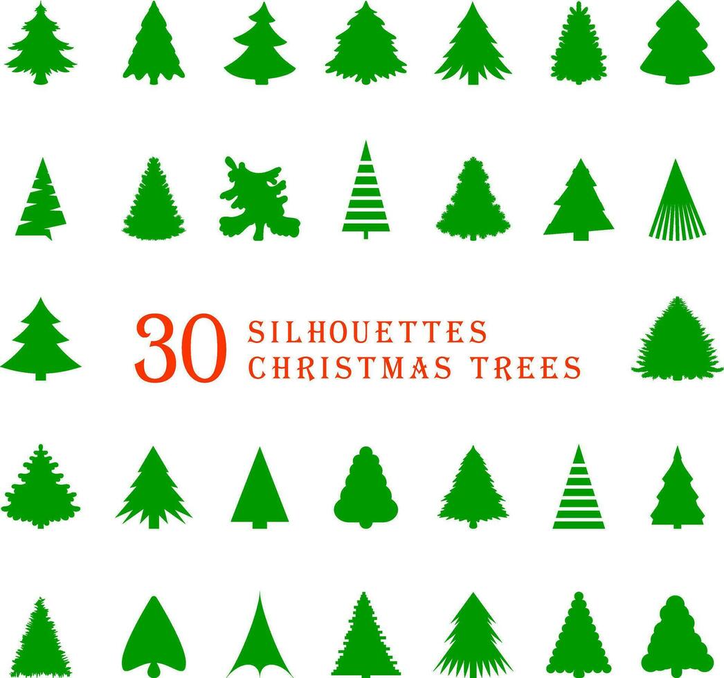 30 silhouetten van Kerstmis bomen vector