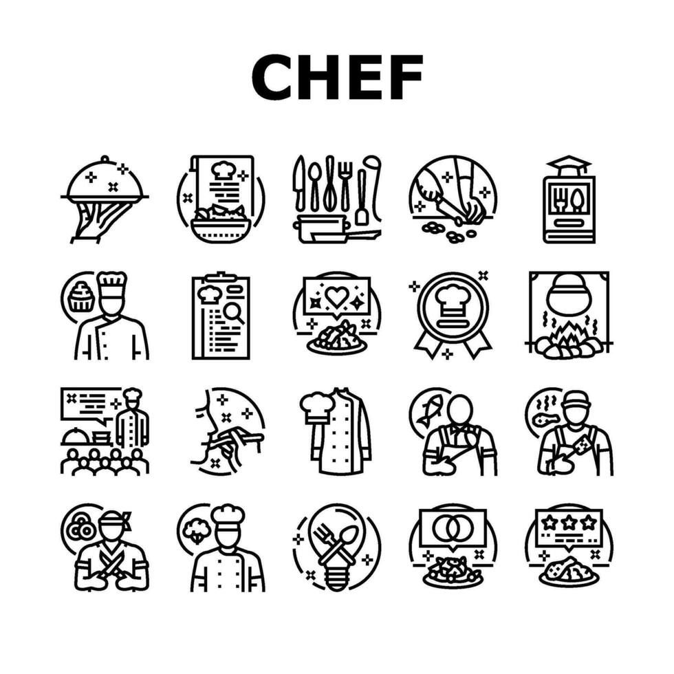 restaurant chef Koken voedsel pictogrammen reeks vector