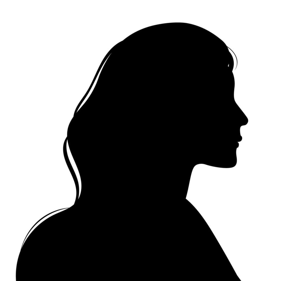 vrouw silhouet in profiel. kant visie. afdrukken, logo, poster Sjablonen, tatoeëren idee, reclame, kleding stof afdrukken vector