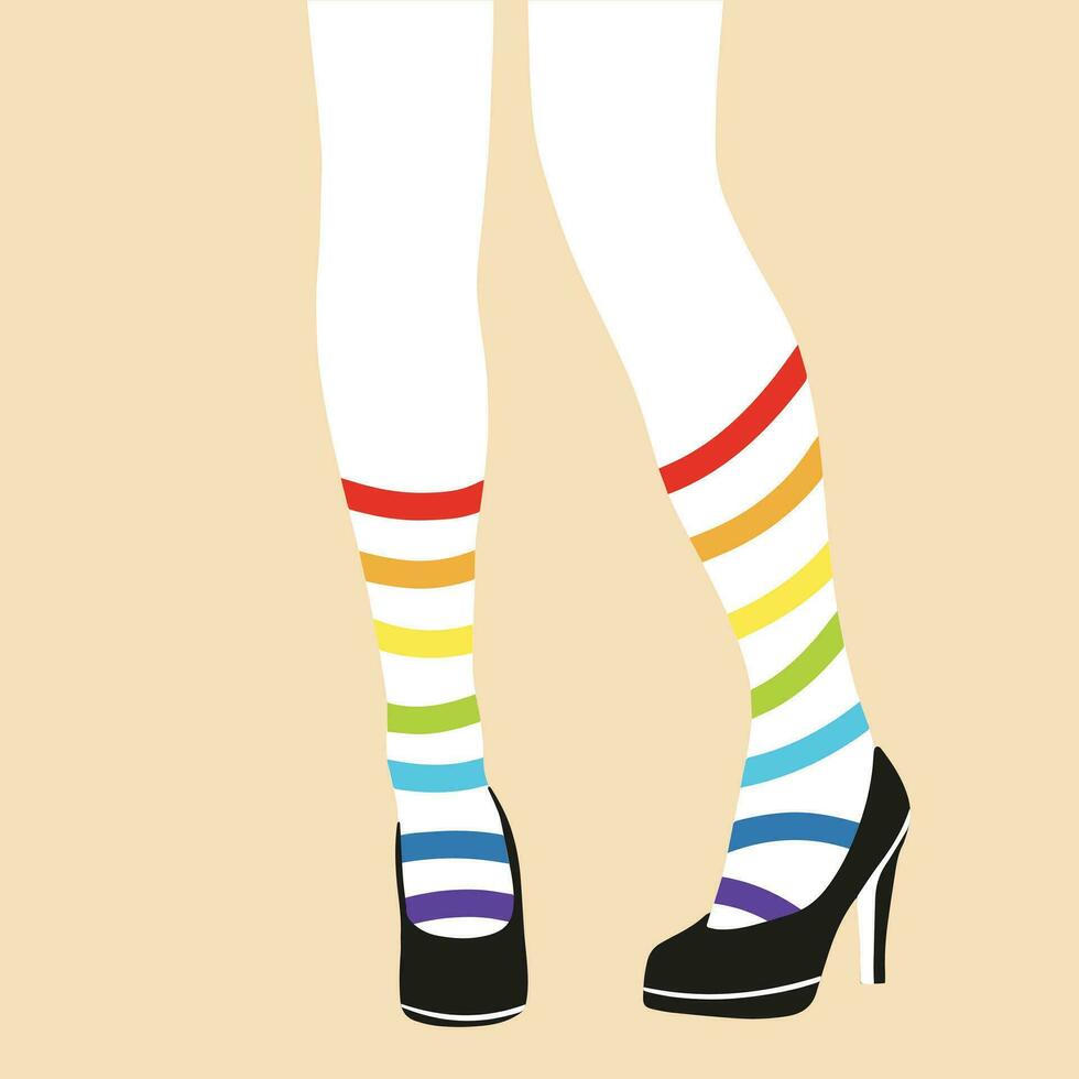 vrouwen poten in panty en schoenen. vector illustratie in vlak stijl