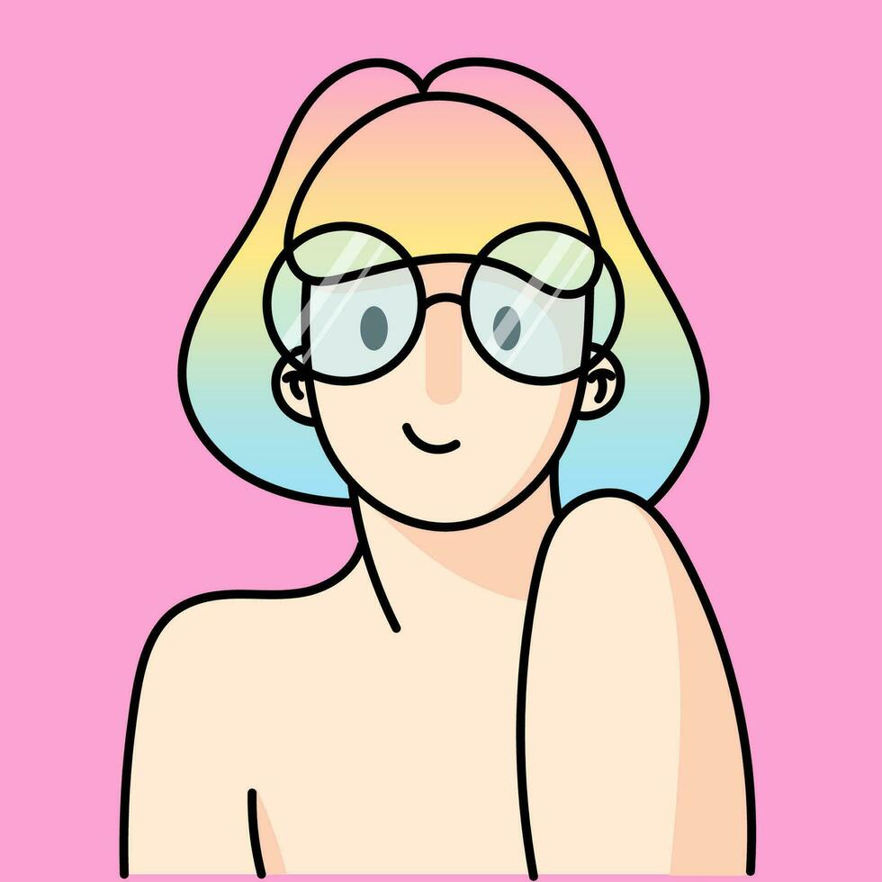 portret van tiener- meisje, Dames. schattig karakters. tekenfilm stijl. sociaal netwerk avatar sjabloon. hand- getrokken modieus vector illustratie.