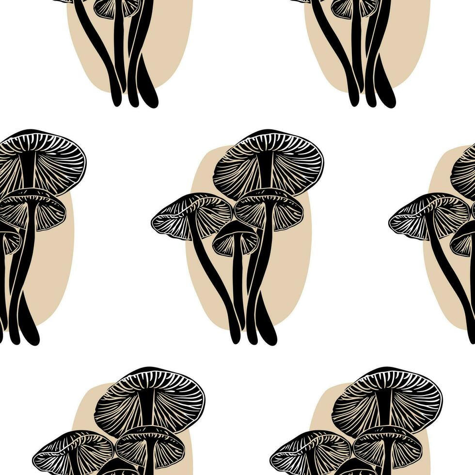 champignons. vector naadloos patroon. bewerkbare hand- getrokken vector illustratie. perfect afbeeldingen voor kleding stof, textiel, kleding, omhulsel papier, behang