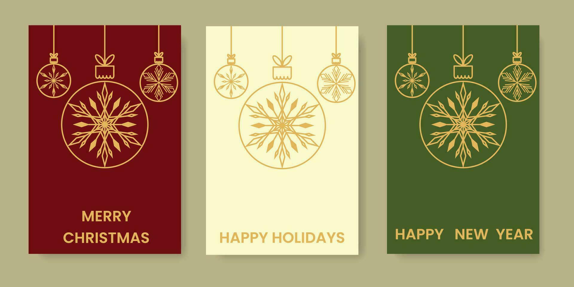 reeks van vrolijk kerstmis, gelukkig nieuw jaar, gelukkig vakantie kaarten. minimalisme stijl. vector