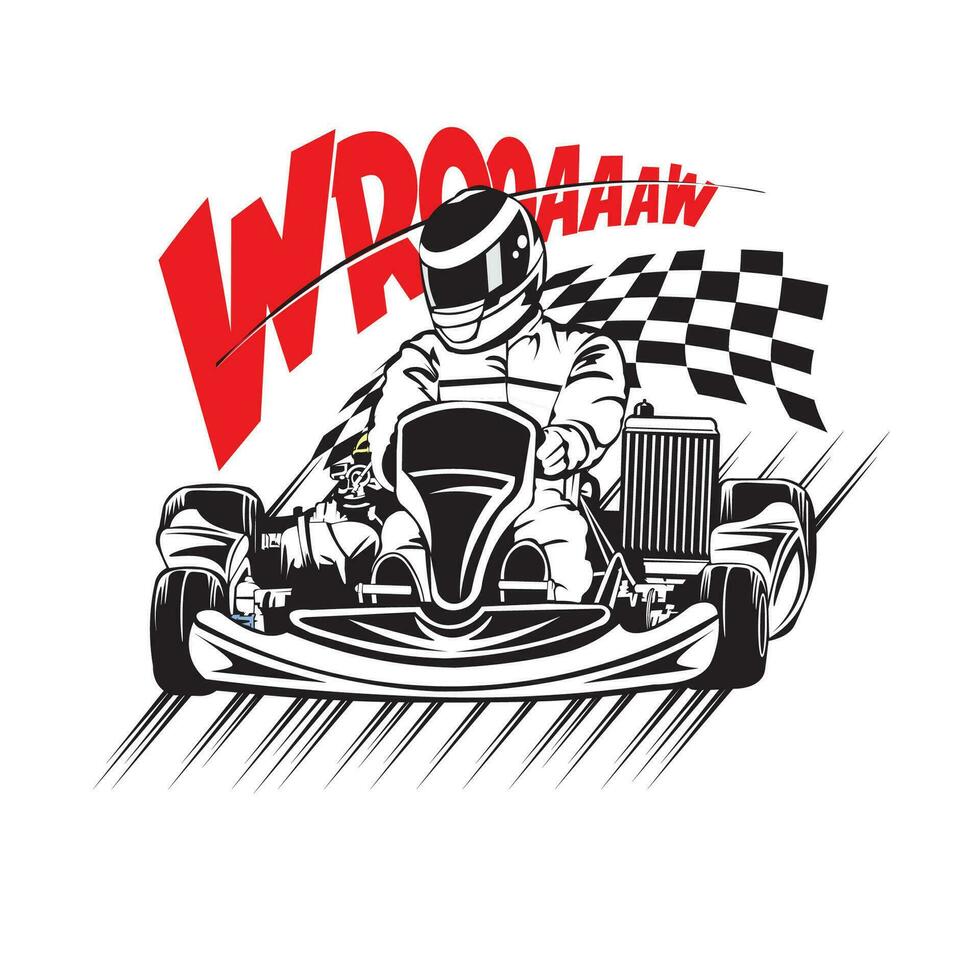 Gaan kart racing vector illustratie in kleurrijk ontwerp, mooi zo voor evenement logo, t overhemd ontwerp en racing team logo