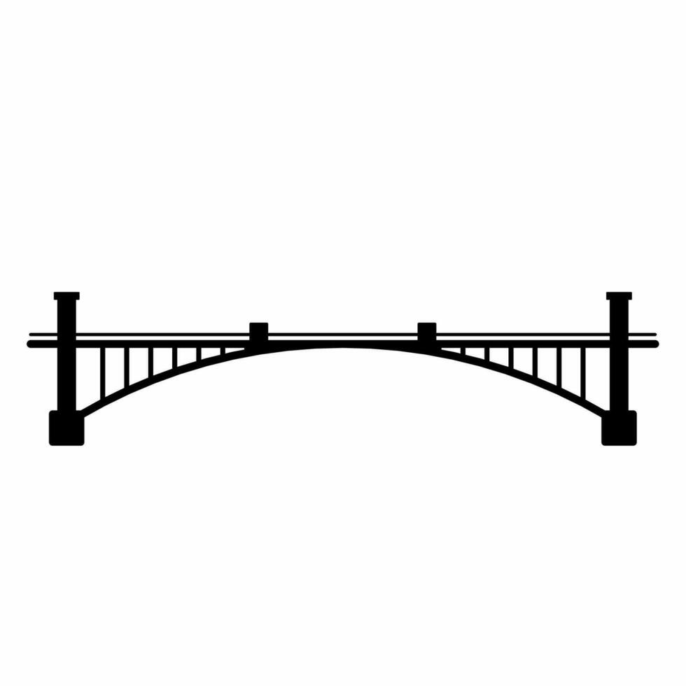 boog brug silhouet vector. stad brug silhouet kan worden gebruikt net zo icoon, symbool of teken. boog brug icoon vector voor ontwerp van architectuur, snelweg of stad
