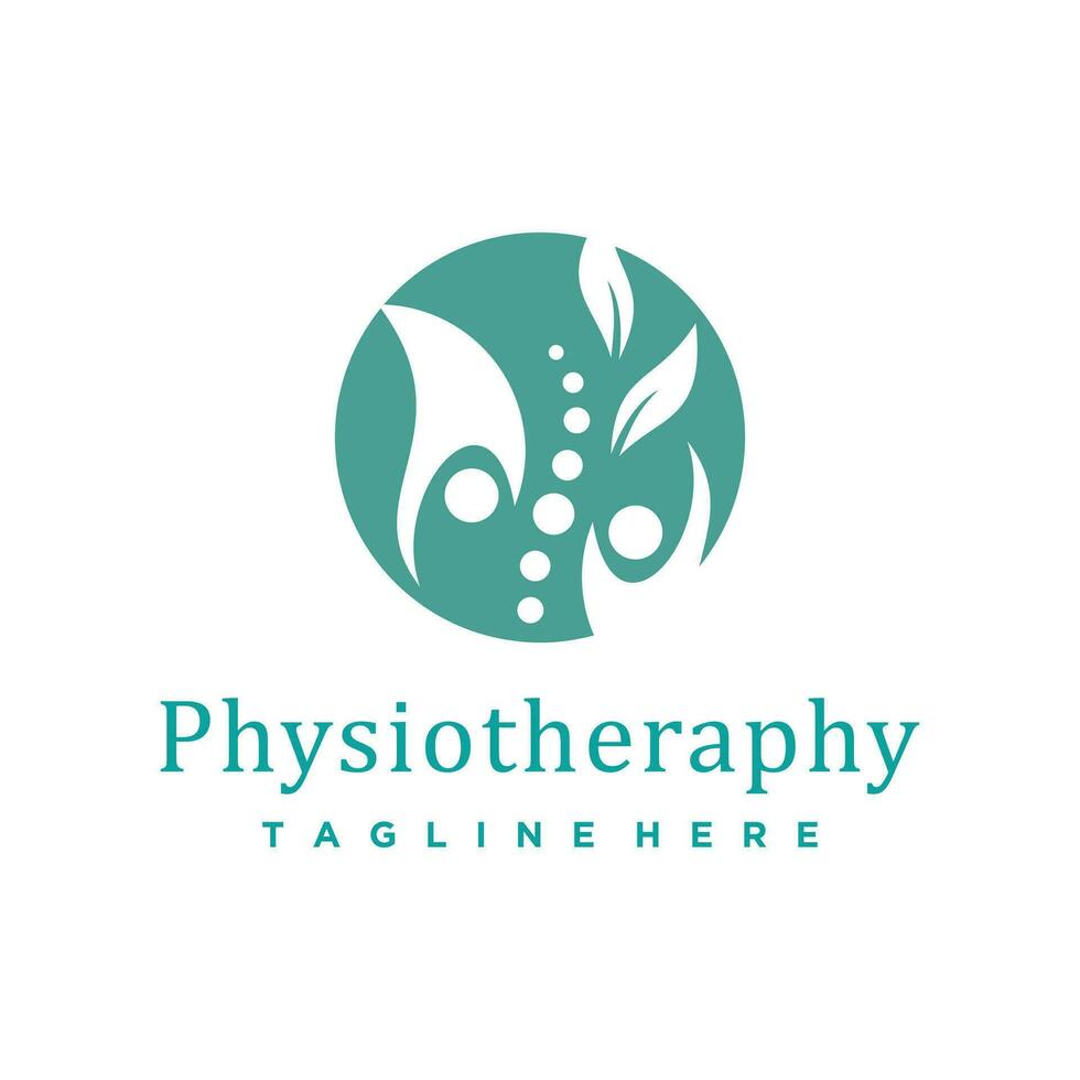 fysiotherapie logo voor massage en bedrijf met creatief element concept premie vector