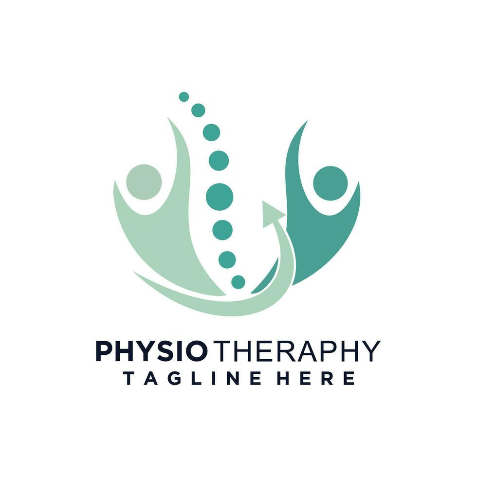 fysiotherapie logo voor massage en bedrijf met creatief element concept premie vector