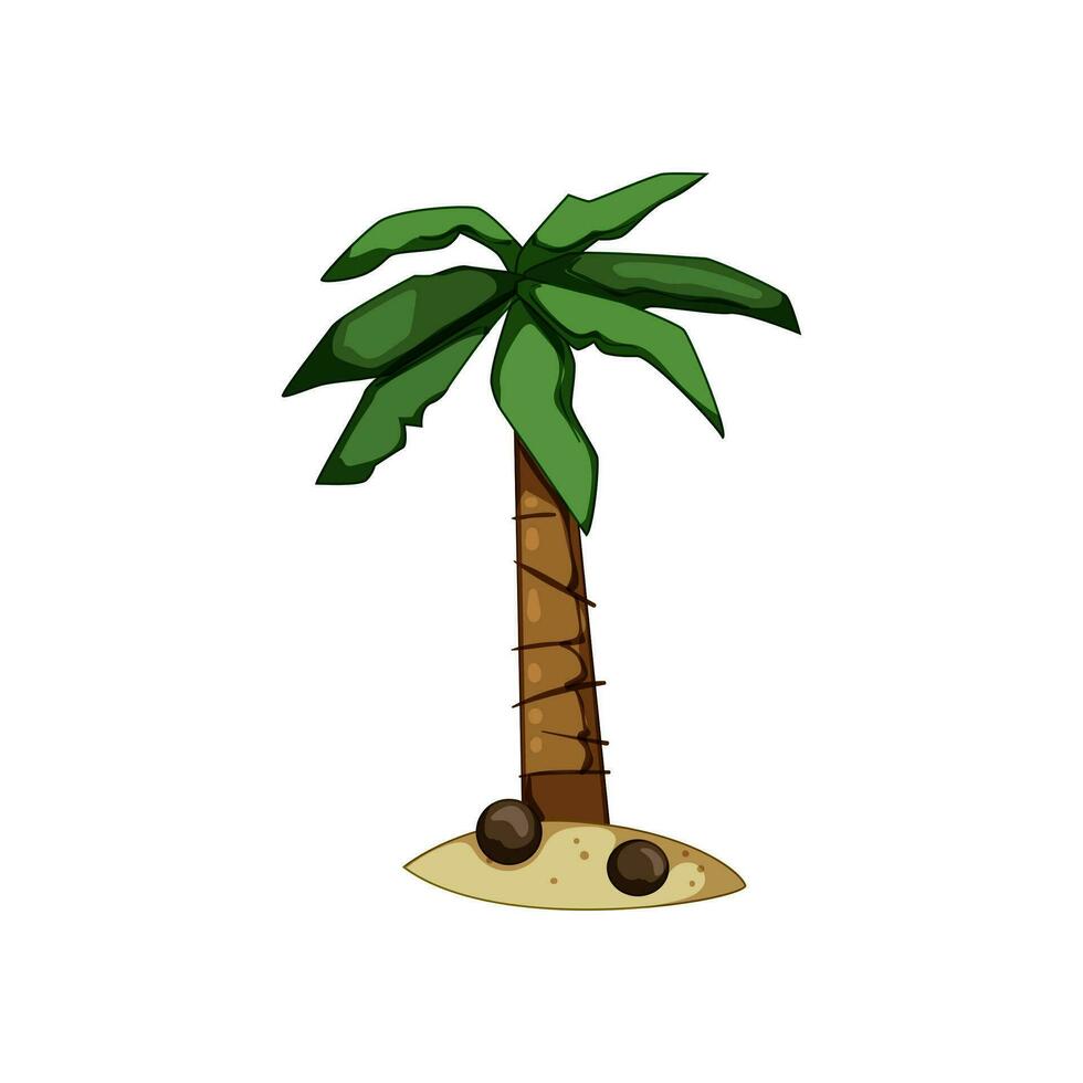 silhouet palm kokosnoot tekenfilm vector illustratie