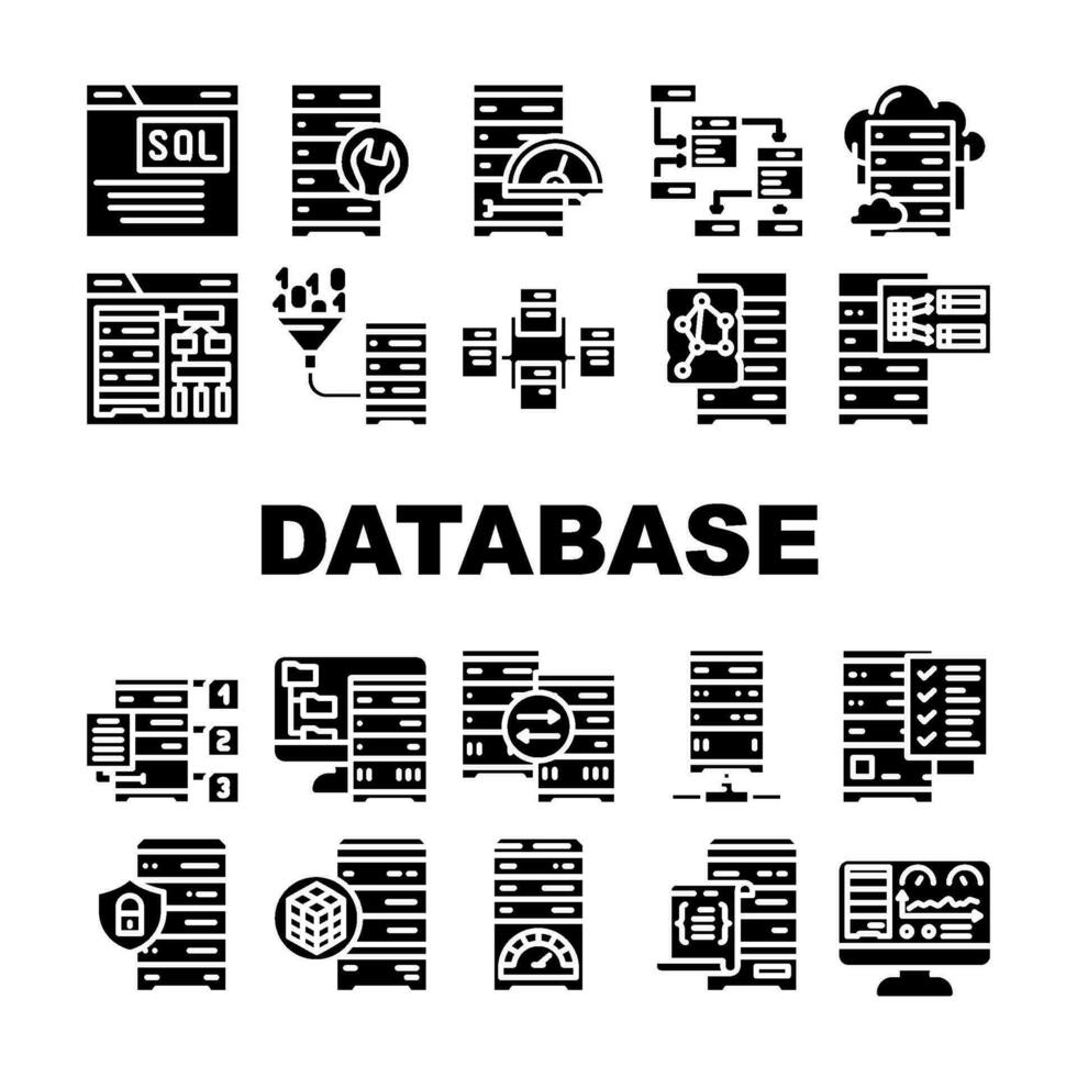 databank beheerder computer, pictogrammen reeks vector