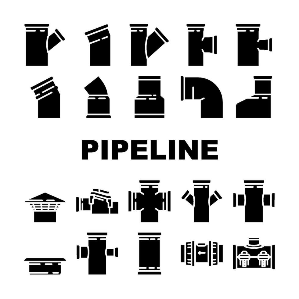pijpleiding industrie gas- pijp pictogrammen reeks vector