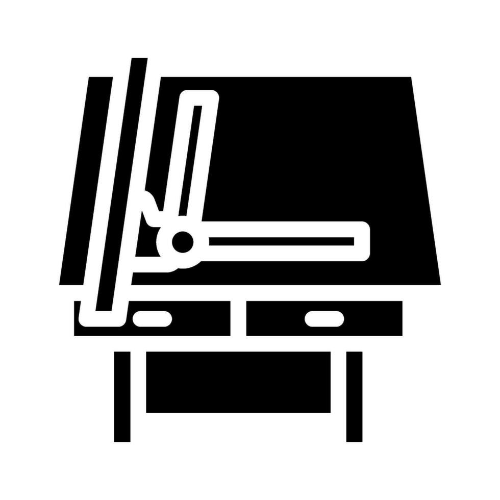 het opstellen van tafel bouwkundig tekenaar glyph icoon vector illustratie