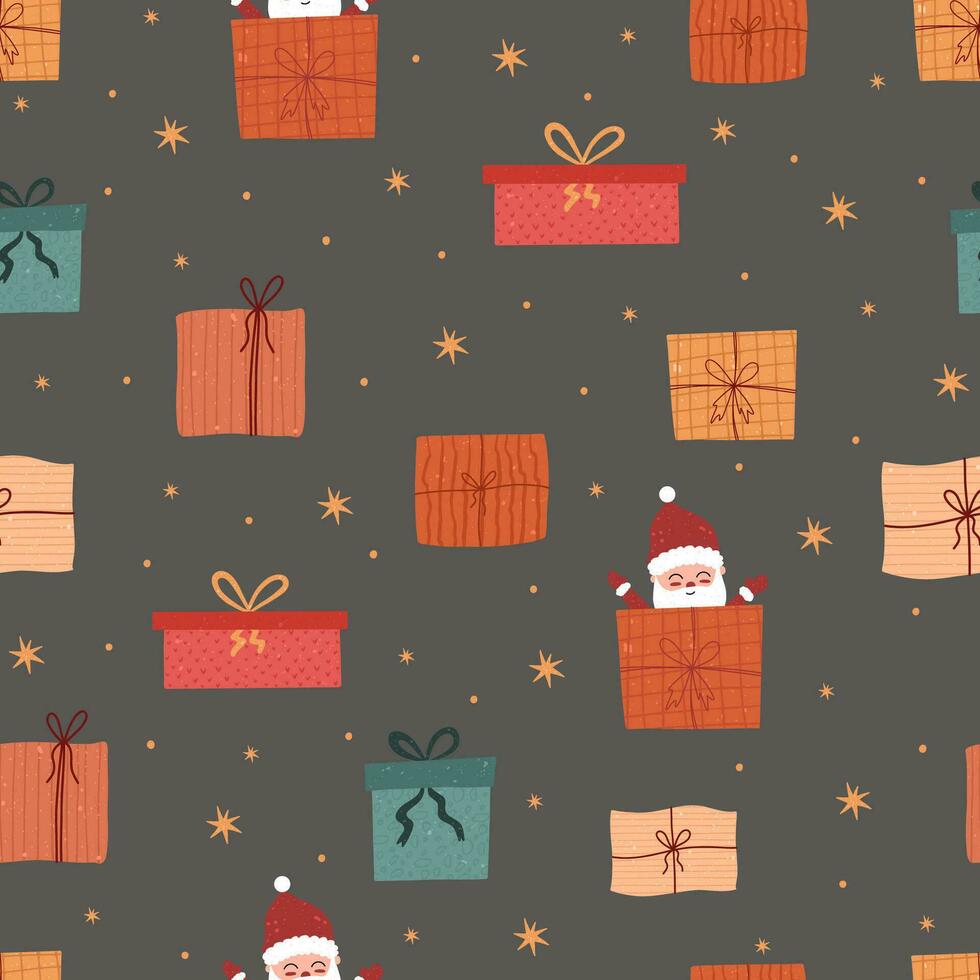 vrolijk kerstmis. gelukkig nieuw jaar. verzameling van vector kleurrijk Kerstmis geschenken. vakantie naadloos patroon.