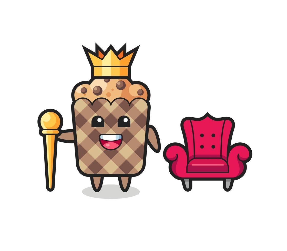 mascotte cartoon van muffin als een koning vector