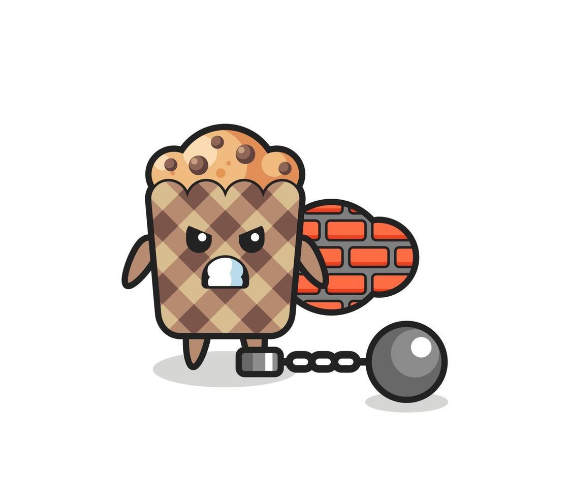 karakter mascotte van muffin als gevangene vector