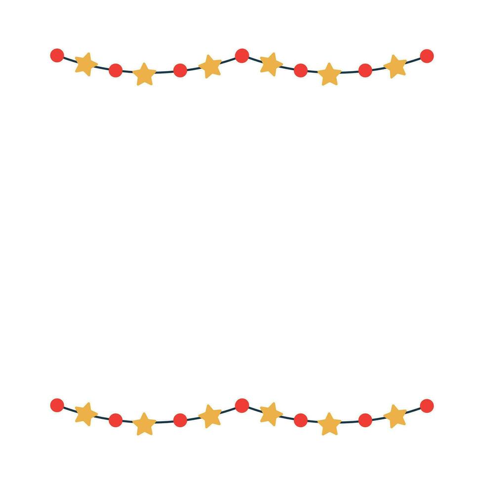 Kerstmis kader, slinger met sterren, licht bollen. vector