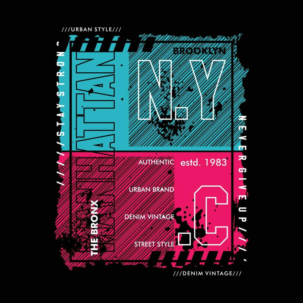 Manhattan nieuw york stedelijk straat, grafisch ontwerp, typografie vector illustratie, modern stijl, voor afdrukken t overhemd