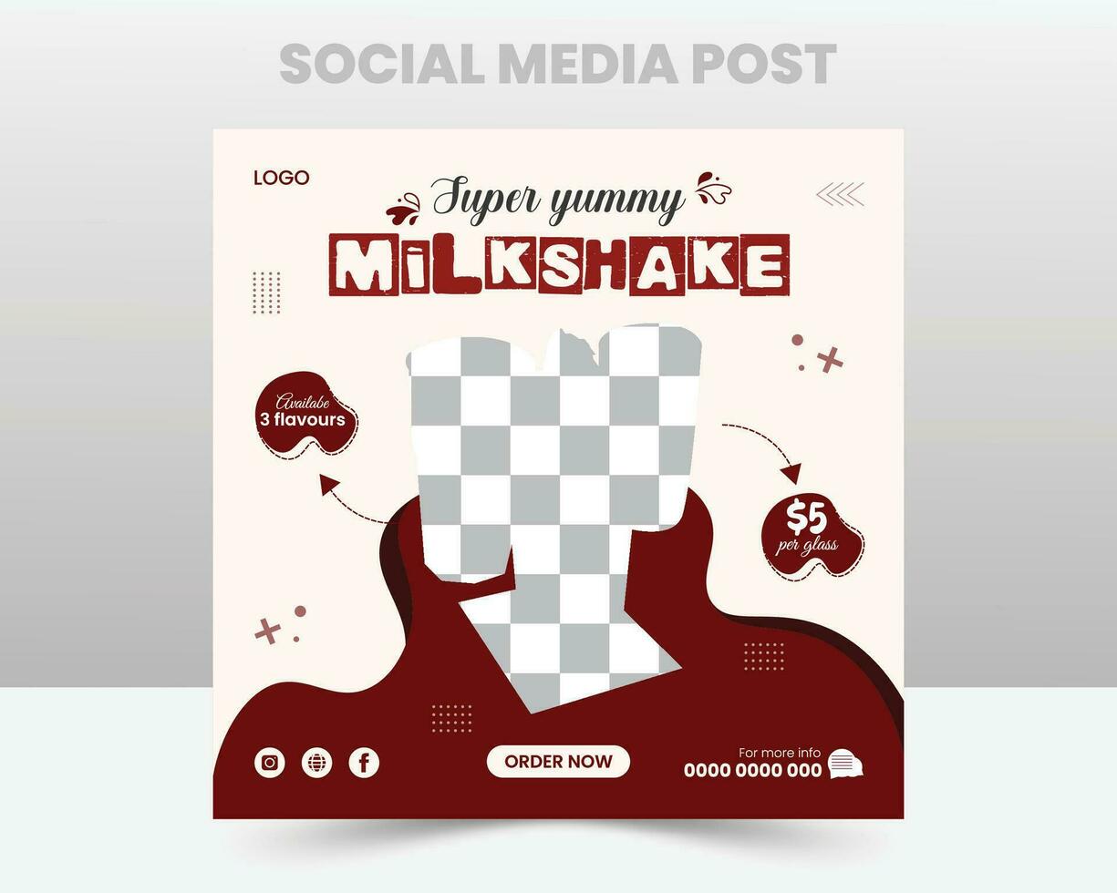 smakelijk milkshake sociaal media voedsel post vrij vector. vector