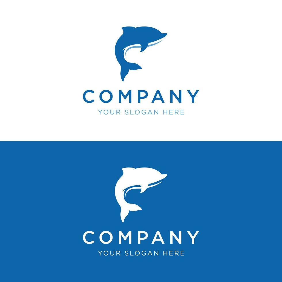 dolfijn logo sjabloon ontwerp. dolfijnen springen Aan de golven van de zee of strand met een creatief idee. vector