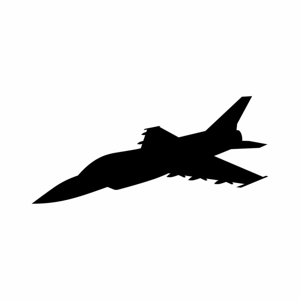 vechter Jet silhouet icoon vector. vechter vlak silhouet voor icoon, symbool of teken. vechter Jet icoon voor leger, oorlog, conflict en lucht staking vector