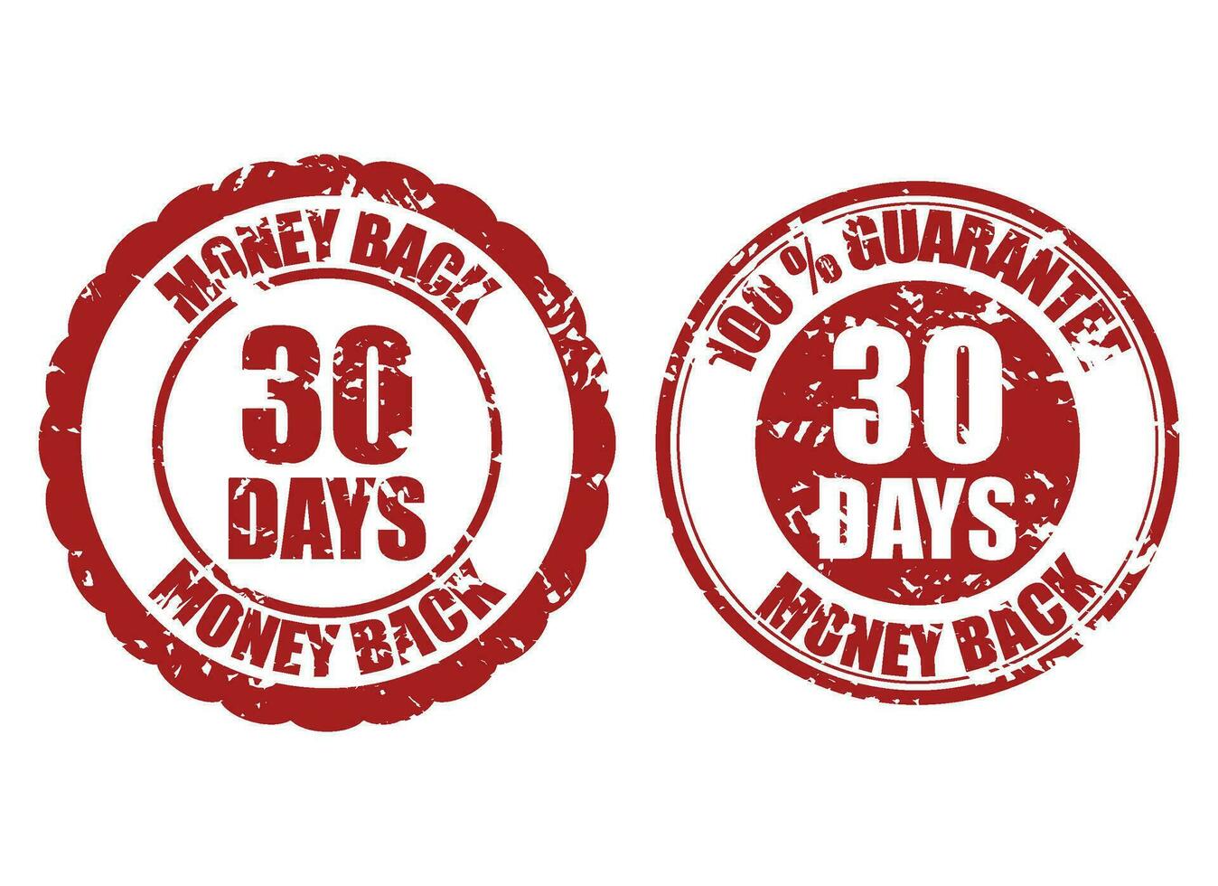 geld terug garantie 30 dagen rubber stempel. vector dertig dagen postzegel garantie, garantie geld illustratie