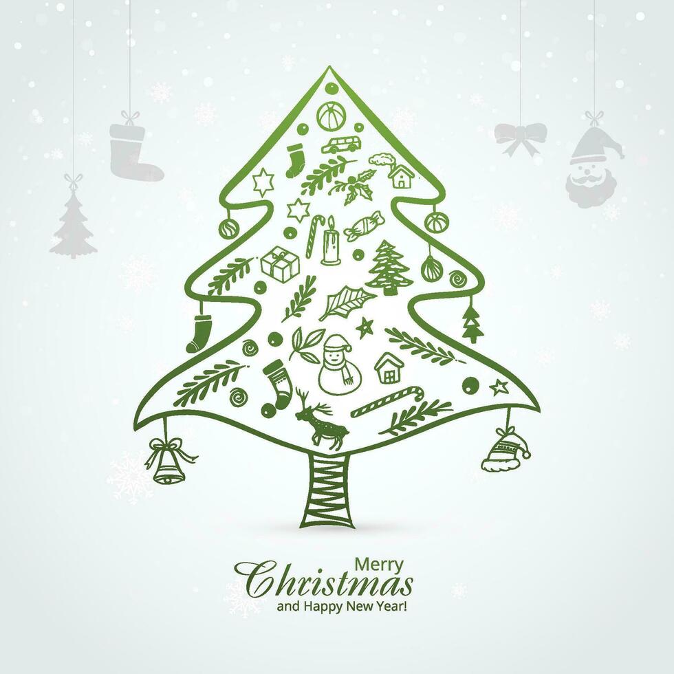 decoratief Kerstmis groen boom winter vakantie kaart achtergrond vector
