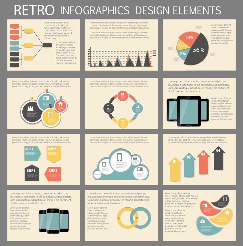 retro vintage infographic sjabloon zakelijke vectorillustratie vector