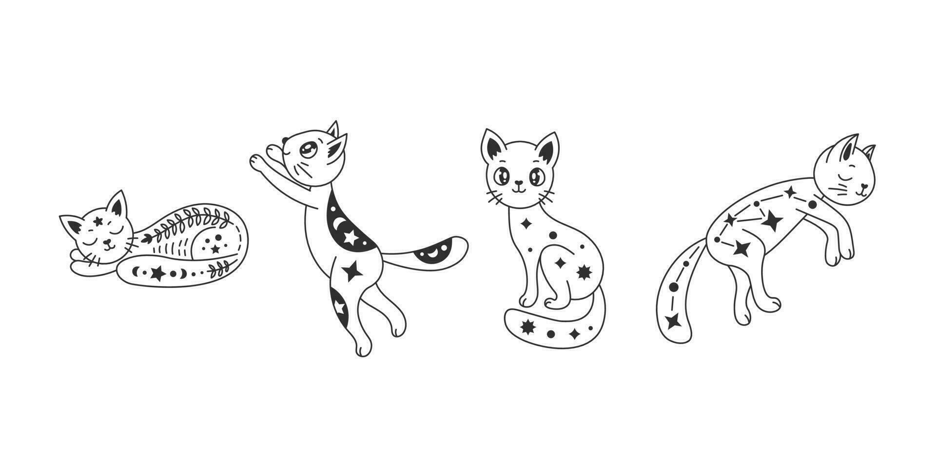 hemel- kat reeks in tekening stijl vector