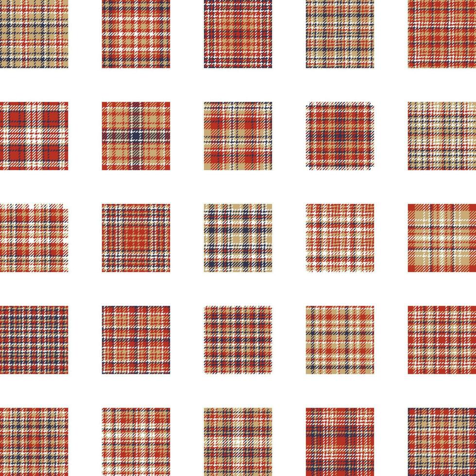 naadloos patroon set. controleren plaid kleding stof textuur. vlak ontwerp achtergrond rood, blauw, goud kleur. sjabloon voor omhulsel papier, geschenk kaart. vector