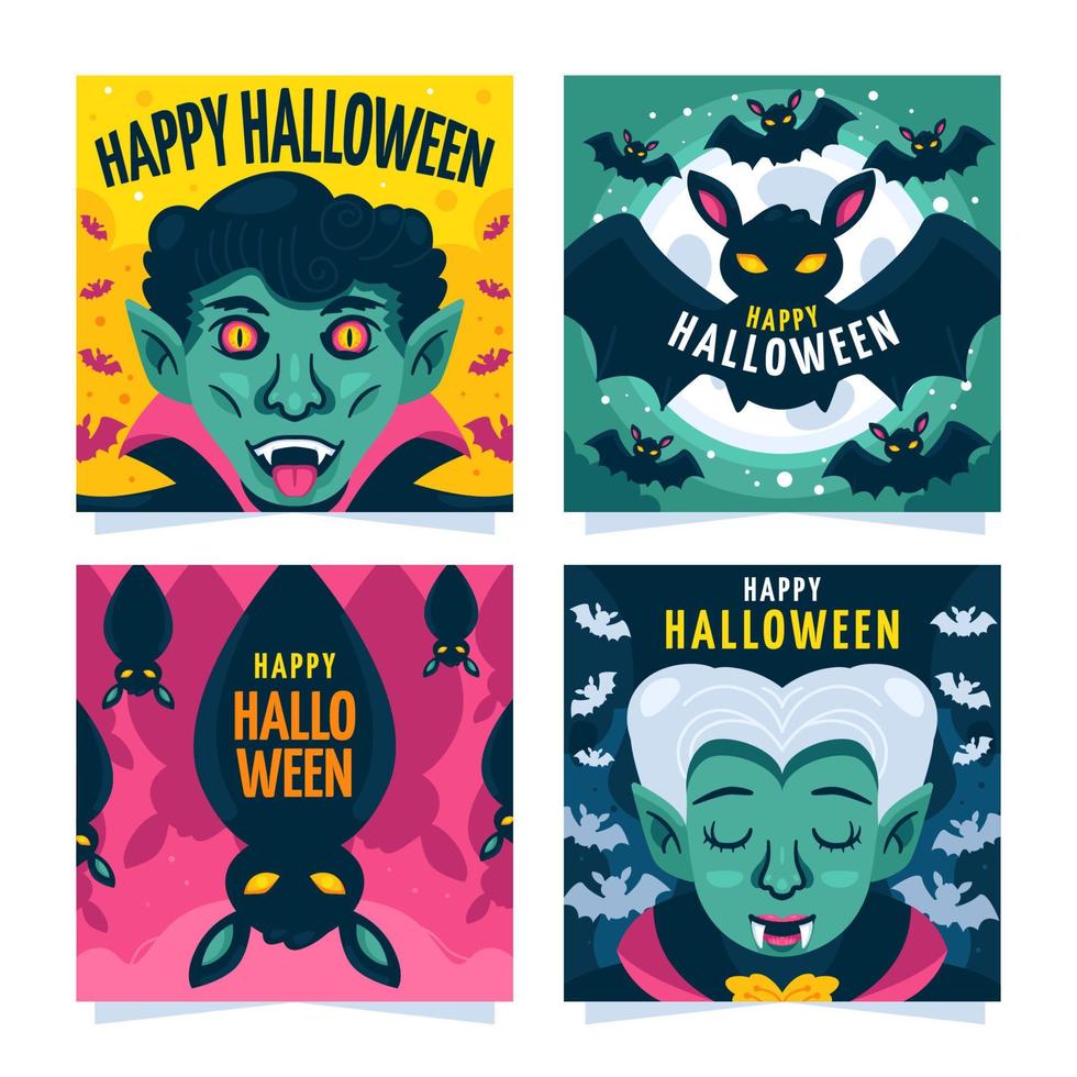 Halloween-sjablonen voor sociale media met vampierthema vector