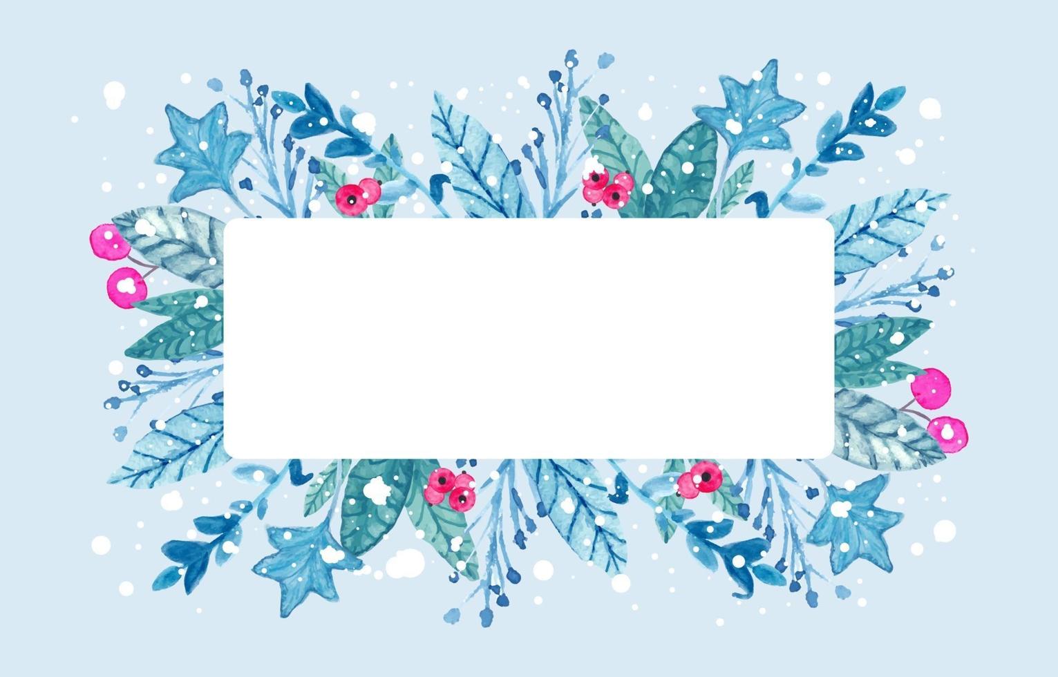 winter bloemen met frame achtergrond vector