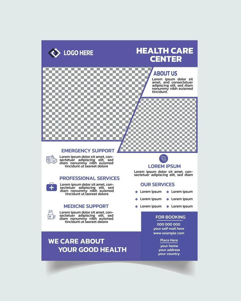 modern gezondheidszorg folder, ziekenhuis folder lay-out, kliniek folder brochure a4 grootte vector illustratie