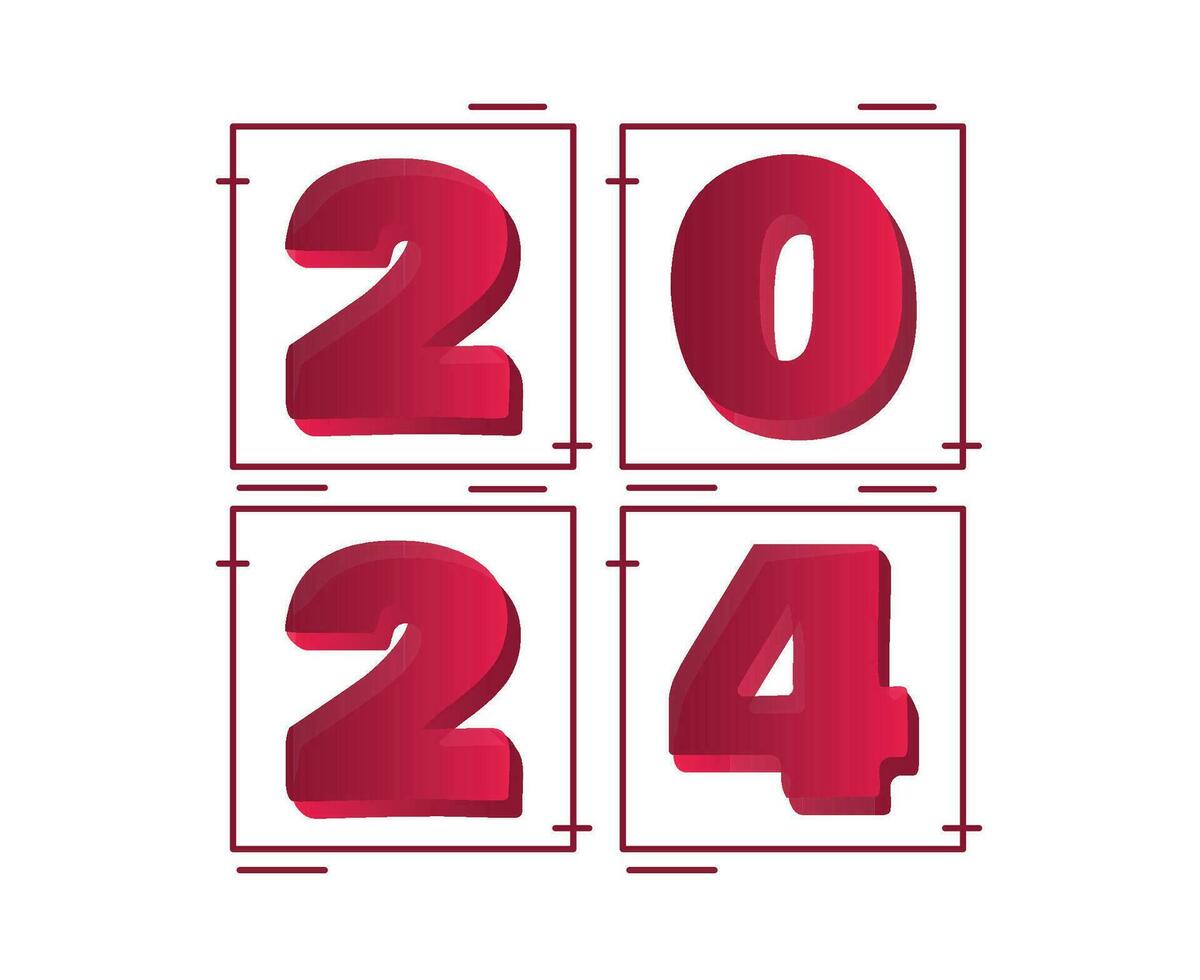 2024 nieuw jaar abstract roze grafisch ontwerp vakantie vector logo symbool illustratie