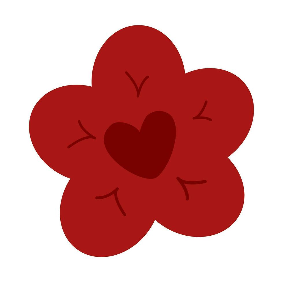 rood bloem single geïsoleerd Aan wit achtergrond, bloemblaadjes bloem rood voor klem kunst, illustratie bloem voor kinderen, gemakkelijk bloem voor kaart decoratie grafisch vector