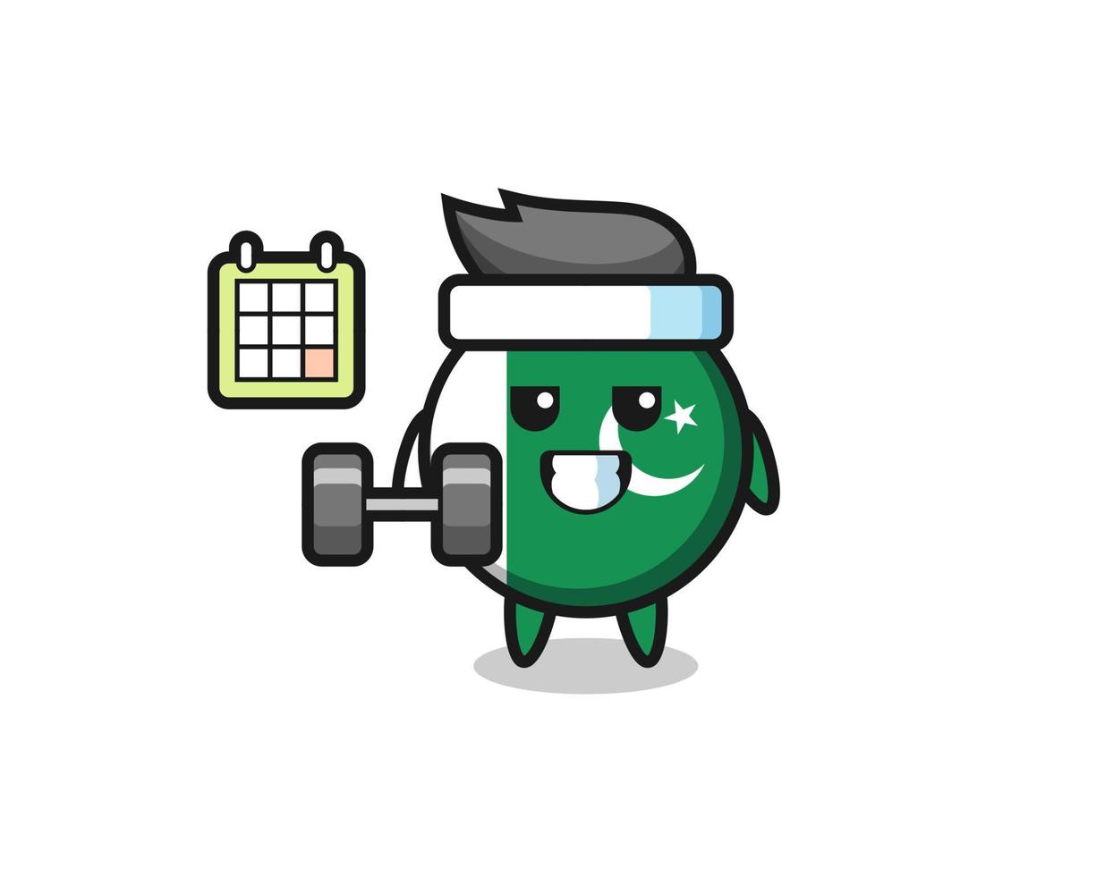 pakistaanse vlag mascotte cartoon doet fitness met dumbbell vector