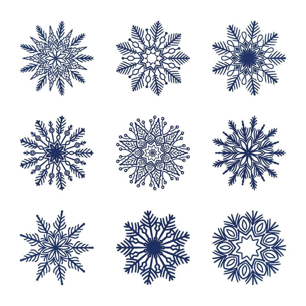 decoratief Kerstmis sneeuwvlokken reeks elementen vector