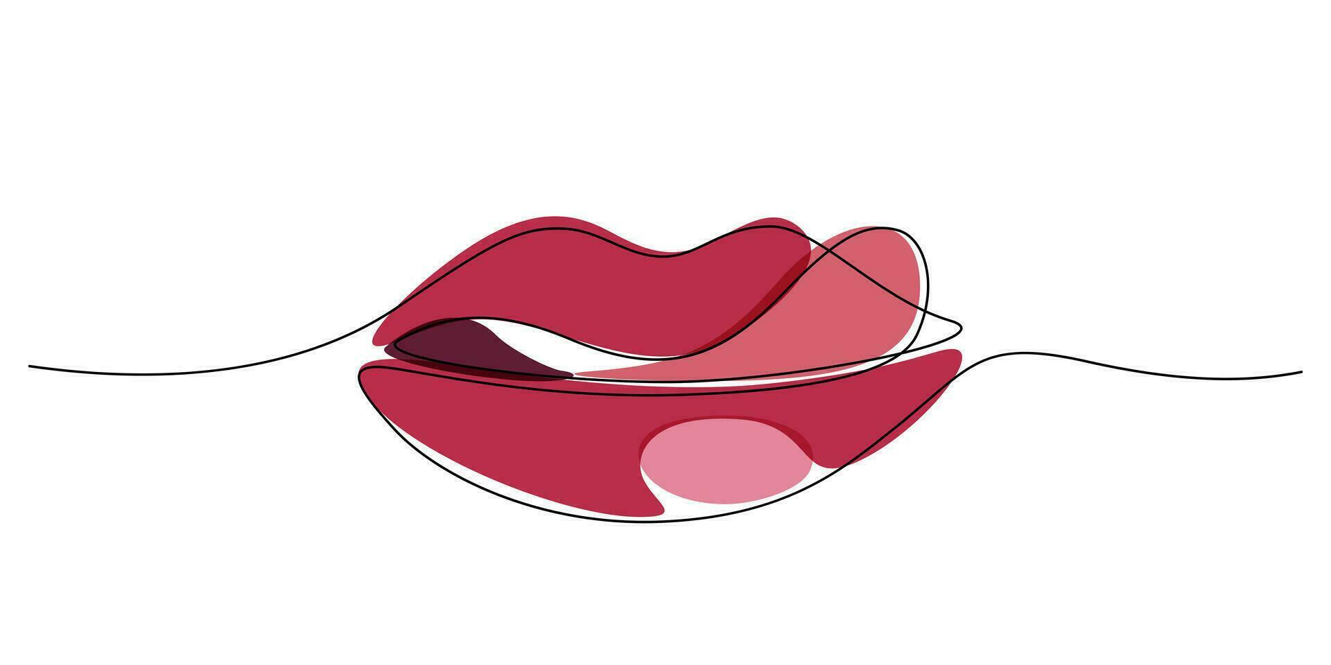 vrouw sexy lippen likken een lijn tekening vector