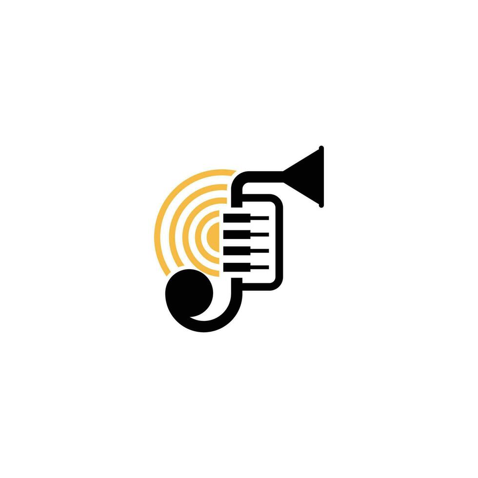 trompet muziek- logo sjabloon ontwerp vector icoon illustratie