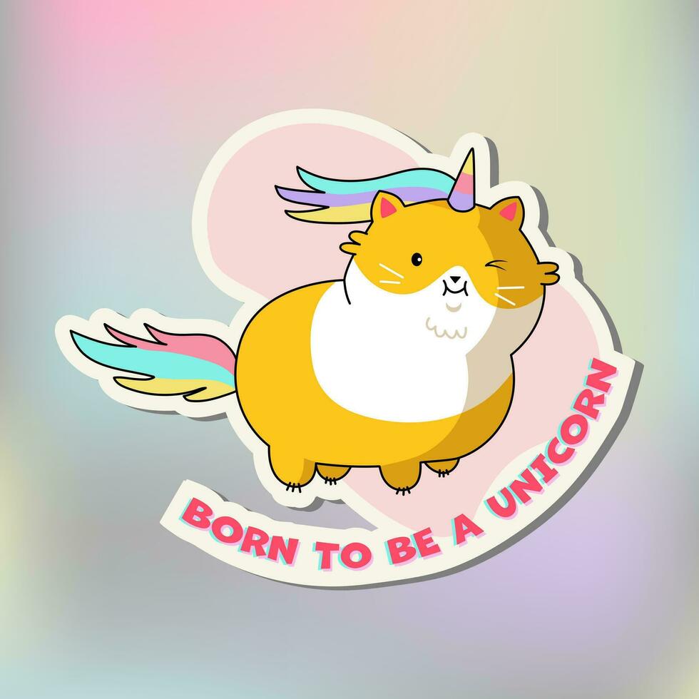 grappig kat sticker. schattig kawaii kat eenhoorn. tekenfilm kat sticker ontwerp. aanbiddelijk kawaii dier. vector