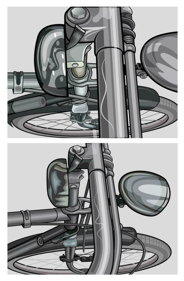 reeks van wijnoogst fiets dichtbij omhoog vector voor achtergrond ontwerp.